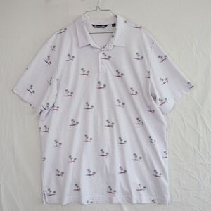 Travis Mathew Polo Shirt Mens 2XL XXL Performance Golf Palm‎ Tree Short Sleeve
